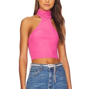 AFRM Fuchsia Halter Crop Top